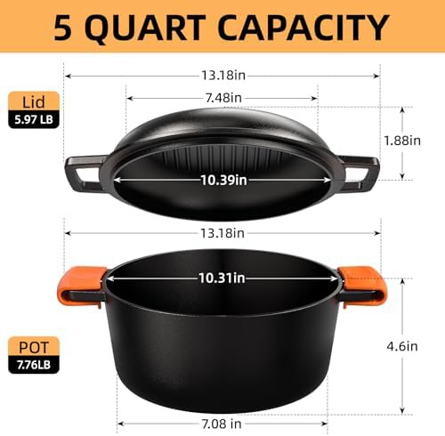 Dual handle Dutch oven with skillet lid — photo 3