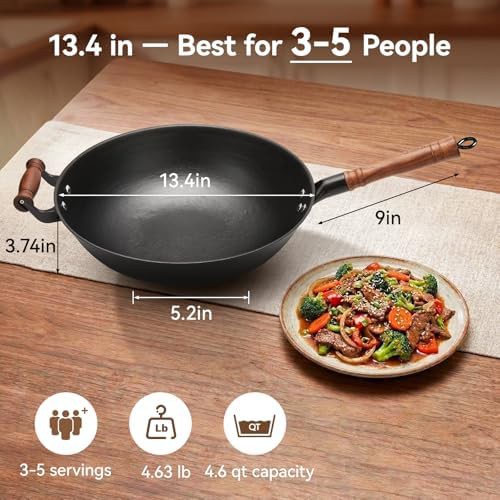 Flat bottom iron wok with lid — photo 3