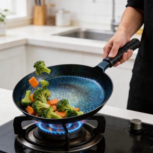 Lvhop Blued Cast Iron Flat Bottom Wok 30cm — photo 3